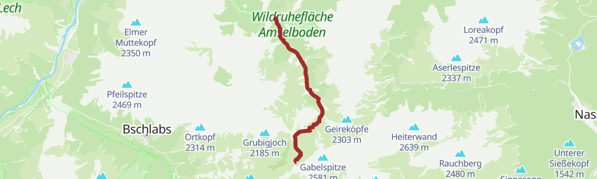 Route map: Namlos - Anhalter Hütte
